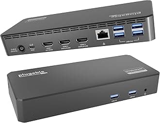 USB C Triple Display Docking Station | 100W PD, 3x HDMI (1x 4K 30Hz, 2x 1080p 60Hz), 6x USB 5Gbps Ports | Windows, macOS, ChromeOS Compatible - Enhance Productivity with Multi-Monitor Support