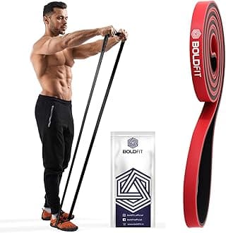 Boldfit Resistance Bands for Workout Dual Color Heavy Resistance Band for Stretching, Pull ups, Home Exercise Resistance Band for Gym Workout Stretch for Men and Women - Red (7-15kg Resistance)