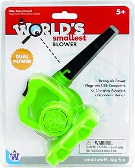 Westminster, Inc. World's Smallest Blower - Real, Working, Tiny, Dual Powered Leaf Blower, Orange, 6 in.