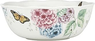 Lenox Butterfly Meadow Hydrangea Serving Bowl, White