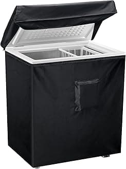 Luxiv Black Chest Freezer Cover, Waterproof Cover 40Lx25Wx35H Compact For 7 Cubic Feet Full Deep With Top Open, Zipper Pocket, Strap