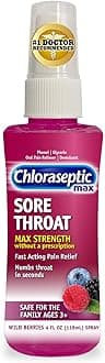 Chloraseptic Sugar-Free Sore Throat Relief Spray, Wild Berry, Spray Soothes Throat Pain in Seconds, 4 Fl Oz