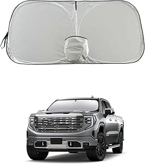 Sierra Windshield Sun Shade, Front Windshield Shade for Sun, Folding Sunshade Windshield Visor for GMC Sierra 1990-2025.