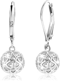 925 Sterling Silver Ball Dangle Drop Earrings for Women Girls, 14K Gold French Style Leverback Earrings Hypoallergenic Jewelry Gift
