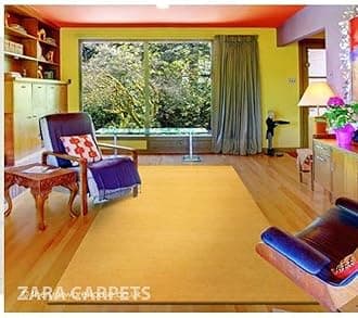 ZARACARPETS Solid Plain Exported Quality Hand Made Carpets and Rug Size 5 Feet by 8 Feet (5x8 feet) Yellow
