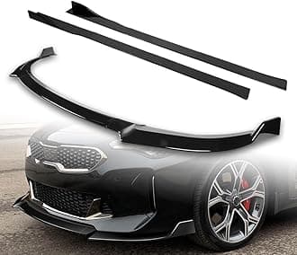 9pcs Combo Front Bumper Body Kit Lip + Side Skirt Extensions Diffuser Compatible with 2018-2023 Kia Stinger 2019 2020 2021 2022 (Painted Black)