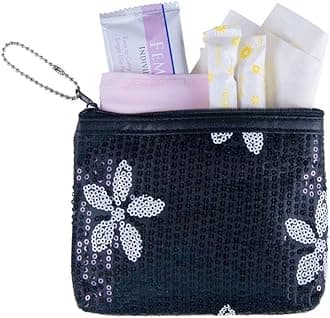 Period Starter Kit - Fashionable and Organic Menstrual Period Survival Kit - When Aunt Flo Makes a Surprise Visit! (Your First Choice to-Go!) (Black)