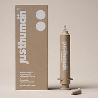 Justhuman Microshots Age-Defying Peptide⁶ Cream with Peace Mask|Advanced Peptide Formula for mature skin| Collagen boosting,wrinkle-free, skin tightening | 10ml