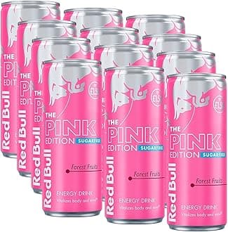 Red Bull Sugar Free Pink Edition Energy Drink with Forest Fruits Flavor, 250ml - Energize with Zero Sugar (12)