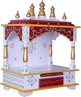 Kamdhenu Art and Craft Wood Home Temple (45 x 30 x 60 cm, White)