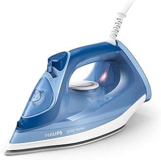 Philips Steam Iron 3000 Series DST3031/20 - 2,400 W, Constant Steam Output of 40 g/min, 180 g Steam Burst, Ceramic Ironing Sole, Vertical Steam, Blue