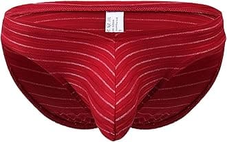 QUNPIUSexy Men's Briefs Casual Striped Breathable Low Waist Body Sculpting Sexy Hot Underwear Sport G-String Bikini Thong