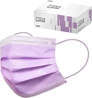 CSD Colo 30 Pcs Purple Disposable Face Masks, 3 Ply Adult Mask with Elastic Ear Loop, Nose Bridge Clip, Breathable Comfortable Mask Great for Indoor, Outdoors Use (Lavender Purple)