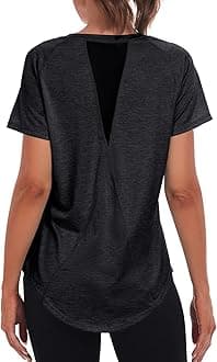 Women's Gym Shirts, Short Sleeve Lightweight Moisture Wicking Quick Dry Back Mesh Loose Fit Sports Tops for Ladies