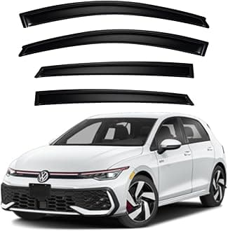 Premium Smoke Car Door Visor Front+Rear Sun/Rain Guard Outside Mount Tape-On Window Visors Compatible with Volks-wagen Golf GTI (2025)