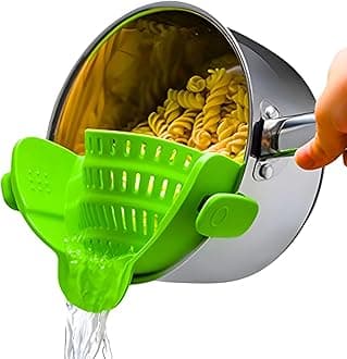 Kitchen Gizmo Snap N' Strain Clip On Strainer for Pots and Pans - Collapsible Silicone Pasta Strainer and Kitchen Gadget for Cooking - Easy to Use, Heat Resistant and Space Saving Colander - Green