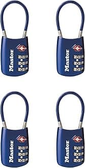 Master Lock Blue Set Your Own Combination TSA Approved Luggage Lock, Travel Zipper Padlock is Perfect for Suitcases, Bags, or Backpacks, 4 Pack, 4688BLUEC4