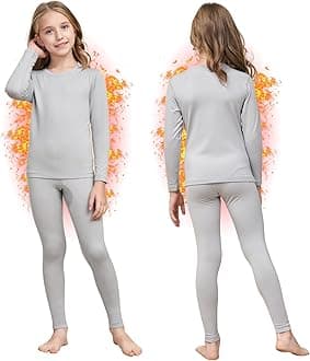 Girls Thermal Underwear Set Ultra Soft Fleece Lined Kids Long Johns Top Bottom Thermals Kids Base Layer Winter Warm