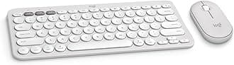 Pebble 2 Combo for Mac, Wireless Keyboard and Mouse, Slim, Quiet and Portable, Customizable, Bluetooth Mouse and Keyboard, Easy-Switch, for macOS, iPadOS - Tonal White