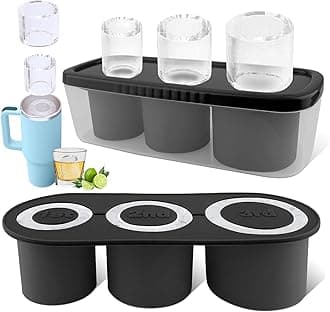 Tcamp Ice Mold for 30 oz Tumbler Cup, Silicone Ice Cube Tray With Lid and Bin for Freezer, Ice Ring Ice Maker for Chilling Cocktails, Whiskey, Drinks, Coffee, Easy Fill and Release (Black)