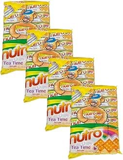 Britannia Nutro Tea Time Biscuits 19.04oz (540g) - Delicious, Light & Crispy Grocery Cookies - Best Treat for Friends & Family (Pack of 4)