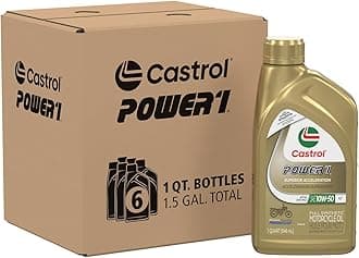 Castrol Power1 4T 10W-50 Full Synthetic Motorcycle Oil, 1 Quart, Pack of 6