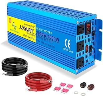 LVYUAN 2000 Watt Pure Sine Wave Inverter 24V to 110V 120V DC to AC with 3 AC Sockets, LED Display, Car Power Inverter for Vehicles Home RV Camping Truck Solar System