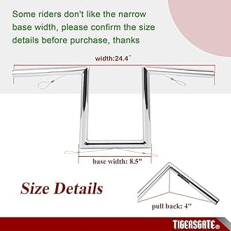 TIGERSGATE Chrome 8" Rise Z-Bar Sportster Handlebar with Indents for Harley 2007-up Sportster XL883 & XL1200 Models, 2006-2017 FXDB & 1996-2005 Dyna FXDWG, Some Yamaha Virago XV, Honda Models