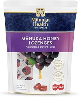 Manuka Honey Lozenges, Natural Blackcurrant, MGO 400+, 58 Lozenges, Manuka Health