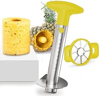 OOKUU Pineapple Corer Cutter, Stainless Steel Fruit Pineapple Peeler Slicer [Upgraded, Reinforced, Thicker Blade], Pineapple Core Remover with Measure Mark, Kitchen Tool for Diced Pineapple Rings