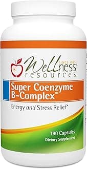 Wellness Resources Super Coenzyme B Complex - 180 Capsules - Vitamin B12, Vitamin B Complex for Hair Growth, Adrenal Support & Stress Relief - Methylated B12, Folate, Biotin, Riboflavin, Thiamine