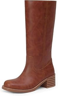 Mid Calf Boots for Women Chunky Block Heel Women’s Tall Boots Square Toe Comfortable Casual Boots Low Heel Trendy Stylish Boots
