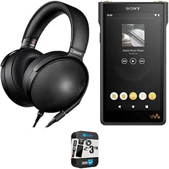 Sony MDR-Z1R Signature Closed Dynamic Hi-Res Headphones with Case (Black) NWWM1AM2 Walkman High Resolution Digital Music Player Bundle with 3 YR CPS Enhanced Protection Pack