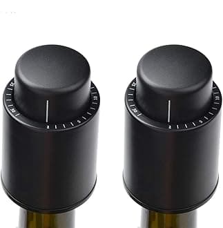 HASTHIP® 2 PCS Vacuum Wine Bottle Stopper with Date Record, Vacuum Champagne Stoppers, Reusable Wine Preserver Bottle Saver, Wine Corks Keep Fresh,Gifts for Wine Lovers for Christmas Birthday