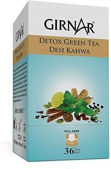 Girnar Detox Desi Kahwa Green Tea Bags - Set Of 36 (Pack Of 2), 260 Gm