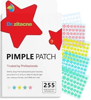 Pimple Patches for Face, Star Hydrocolloid Acne Patches Professional 255 ct. 5 Colors & 5 Sizes(8/10/12/14/16mm) Suit Various Blemish, Cute Spot Stickers Invisible Zit Absorbing, Tea Tree