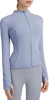 Locachy Women's Slim Fit Full Zip Athletic Running Sports Workout Jacket with Pockets