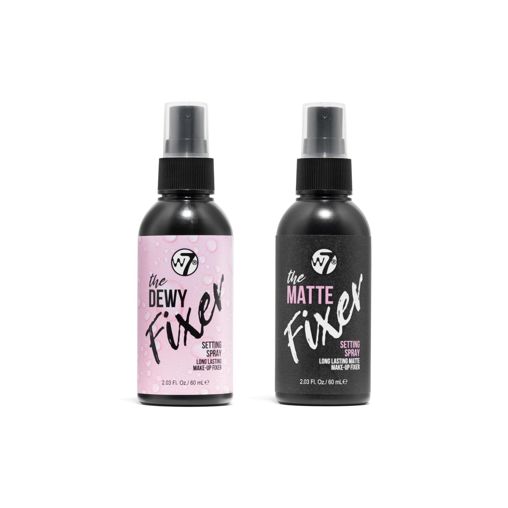 W7 The Fixer Duo - Makeup Setting Spray 2Pcs Set - Dewy & Matte Finishes For Fixing Professional Makeup