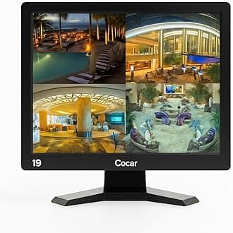Cocar 19 inch CCTV Security Monitor with BNC VGA HDMI AV Built-in Speaker 4:3 HD Display LCD Screen Display with USB Media Player for Home Surveillance Camera STB PC