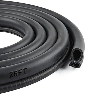 Car Door Rubber Seal Strip with Side Bulb, 26 Feet PVC Bulb Trim with EPDM Automotive Rubber Weather Striping for Cars, Boats, Trucks, RVs, and Home Applications