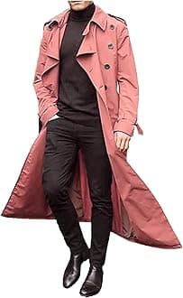 Men Trench Coat Winter Long Jacket Double Breasted Overcoat Men's Classic Wool Trench Overcoat Long Coat Jackets(Orange,XL)