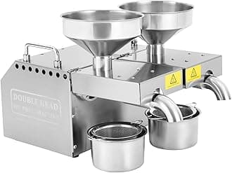 1200W Electric Oil Press Machine with Double Oil Outlets, Cold/Hot Commercial Oil Press Stainless Steel Automatic Oil Maker Machine Oil Press Extractor Machine for Home Kitchen Restaurant