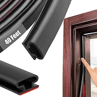 Black Rubber Weather Stripping Door Seal Strip, D Shape Door Rubber Weather Seal Strip, Self-Adhesive Door Weatherstripping Soundproofing Door Seal Strip for Windows (40 feet,Black) (pundin)