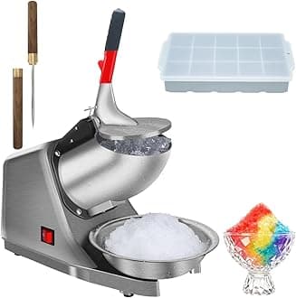 Reespring Snow Cone Machine Shaved Ice Machine Ice Crusher with Stainless Steel Blade Kitchen Electric for Shaved Ice and Snow Cone (300W 2000r/min) Also Comes with a Free Ice Pick and Ice Cube Tray