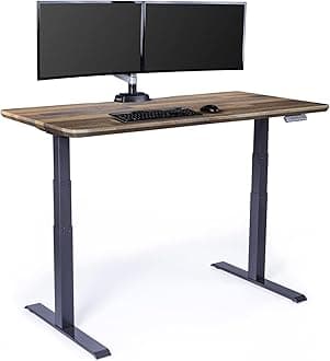 Classic Electric Standing Desk - VariDesk Height Adjustable Sit/Stand Desk - Dual Motor with Memory Presets, Stable T-Style Legs - Gaming or Home Office Workstation - 60”x30”, Reclaimed Wood