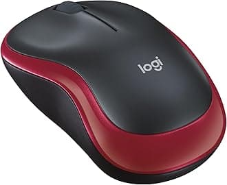 Logitech M185 Wireless Mouse, 2.4GHz with USB Mini Receiver, 12-Month Battery Life, 1000 DPI Optical Tracking, Ambidextrous PC / Mac / Laptop - Red