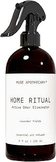 Muse Apothecary Home Ritual Active Odor Eliminator Spray - Furniture Deodorizer Spray & Bathroom Odor Eliminator for Home - Essential Oil Air Freshener - 8oz, Lavender Fields