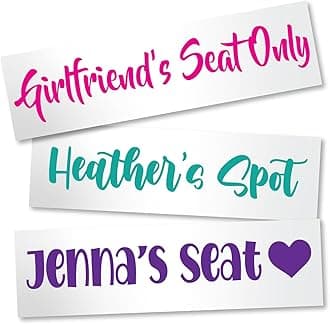 Design Your Own Girlfriends Wifes Seat Passenger Princess Vinyl Name Decal Sticker for Cars, Trucks, Dashboard, Door Handles, Windows, and Vehicles (Glitter Colors Available)
