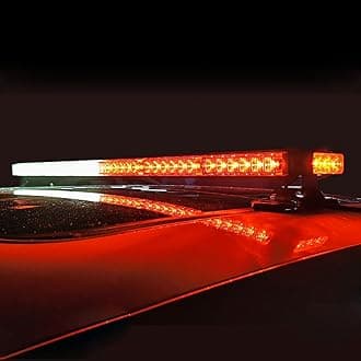 38.2 Inch 78 Led Strobe Flashing Light Bar Double Side Emergency Hazard Warning Lighting Bar with Magnetic for Car Truck Roof Safety-Amber White(6-Bar)