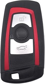 Keyless Entry Remote Control Key Fob Case Cover replacement for BMW 1 2 3 4 5 6 7 Series X3 M2 F Series 235ix 320 E90 E92 E93 X5 F10 F20 F30 F40 (Red 3 Buttons)